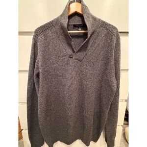 Pronto Uomo Sweater - Mens XLT -  Darker Gray - 100% Wool LS Shawl/Neck Pullover